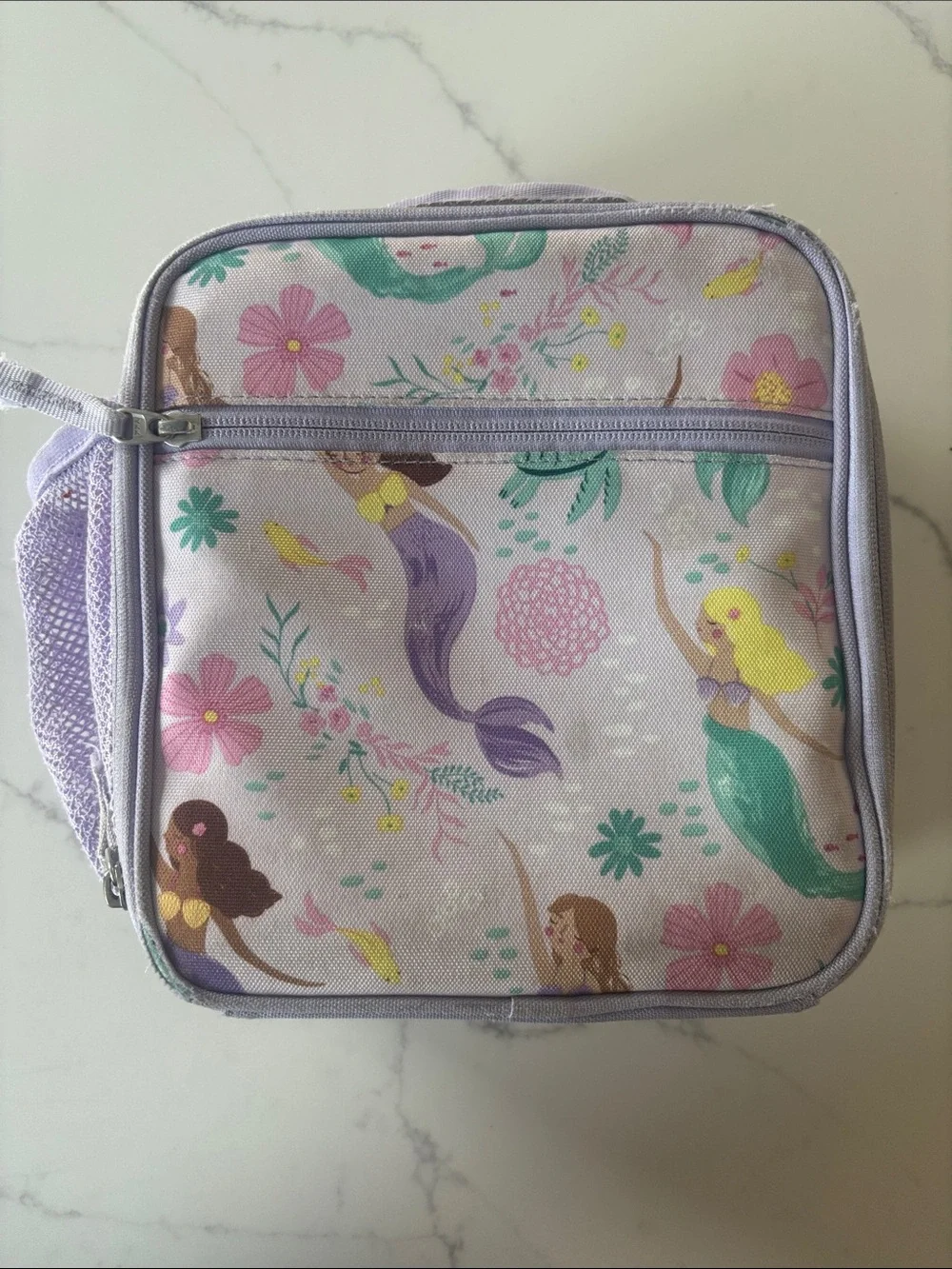 Pottery Barn Mermaid Print Kids Lunch Bag - Pastel Purple & Teal